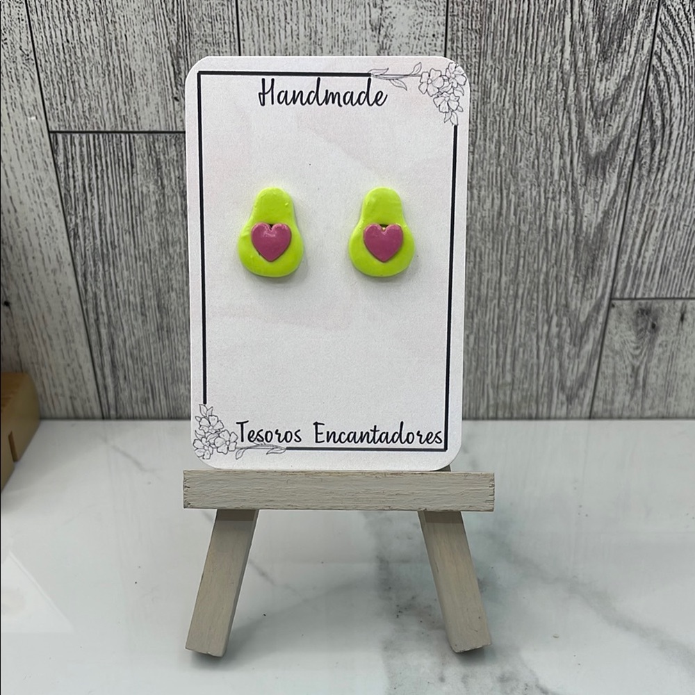 Green and Pink Avocado Earrings